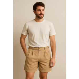 Men's Tommy Bahama Flat Front Shorts Sz 40 Beige 100% Silk Preppy Coastal Resort